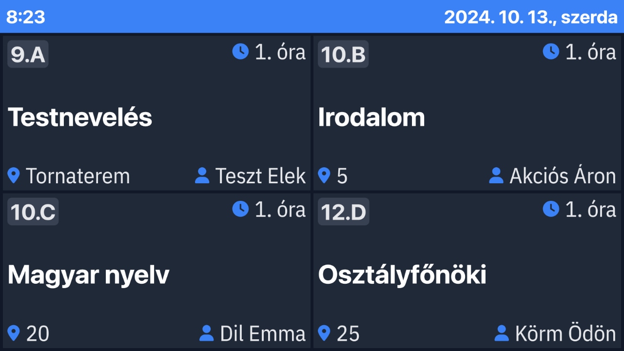 Az 'Órarendkijelző'